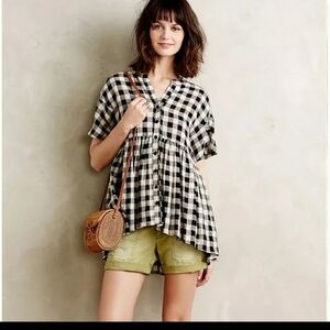11-1 TYLO Anthropologie Gingham Babydoll Tunic Women's Top Medium